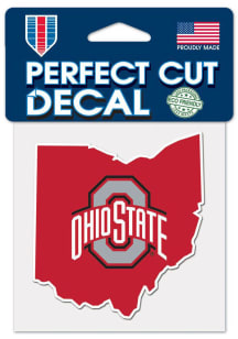 Ohio State Buckeyes 4x4 State Shape Auto Decal - Red