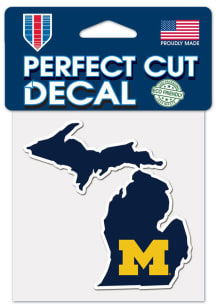 Michigan Wolverines 4x4 State Shape Auto Decal - Navy Blue