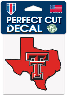Texas Tech Red Raiders 4x4 State Shape Auto Decal - Red