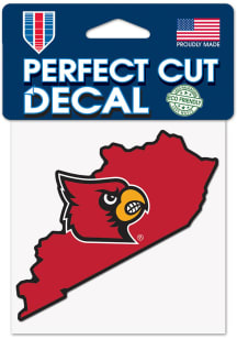 Louisville Cardinals 4x4 State Shape Auto Decal - Red