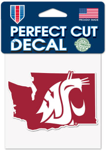 Washington State Cougars Red  4x4 State Shape Decal