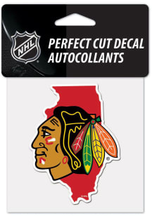 Chicago Blackhawks 4x4 State Shape Auto Decal - Red