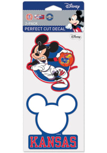 Kansas Jayhawks Mickey Mouse Perfect Cut Set of 2 Auto Decal - Blue