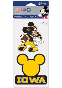 Iowa Hawkeyes Mickey Mouse Perfect Cut Set of 2 Auto Decal - Gold