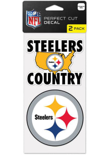 Pittsburgh Steelers Perfect Cut Set of 2 Slogan Auto Decal - Yellow