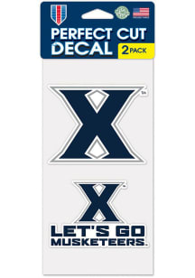 Xavier Musketeers Perfect Cut Set of 2 Slogan Auto Decal - Navy Blue