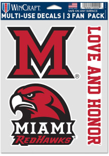 Miami RedHawks Triple Pack Auto Decal - Red
