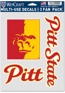 Pitt State Gorillas Triple Pack Auto Decal - Red