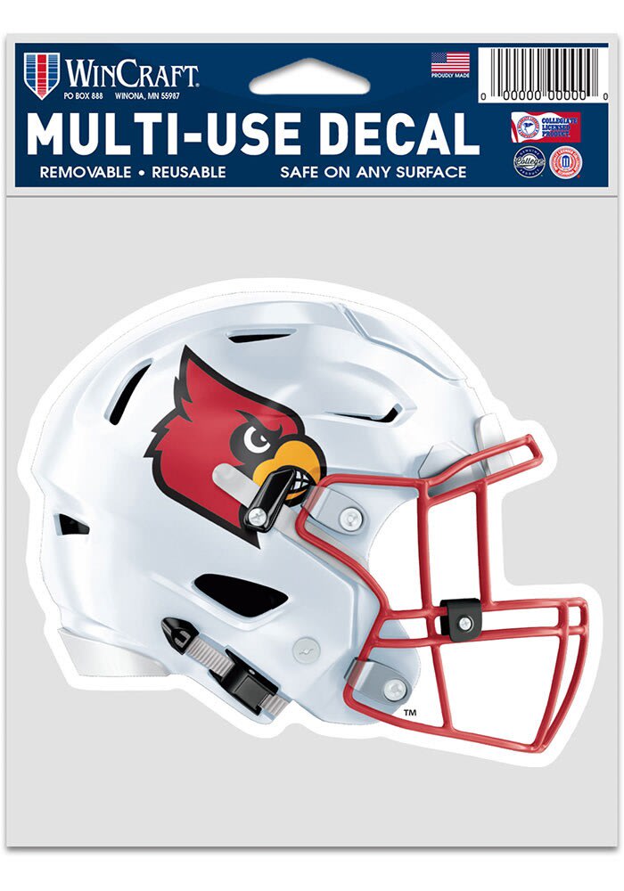 Louisville Cardinals 3.75x5 Helmet Auto Decal - Red