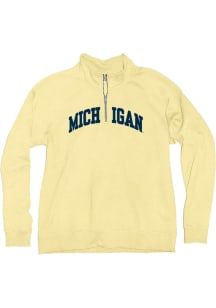 Michigan Wolverines Womens Yellow Sanded Fleece Qtr Zip