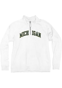 Michigan Wolverines Womens White Sanded Fleece Qtr Zip