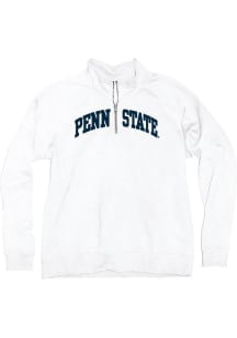 Womens White Penn State Nittany Lions Sanded Fleece Qtr Zip