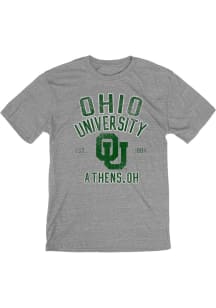 Ohio Bobcats Grey No.1 Graphic Distressed Short Sleeve Fashion T Shirt