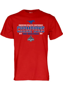 SMU Mustangs Red 2023 AAC Football Champions Short Sleeve T Shirt