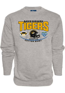 Missouri Tigers Mens Grey 2023 Cotton Bowl Bound Long Sleeve Crew Sweatshirt