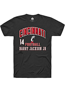 Barry Jackson Jr Cincinnati Bearcats Black Football NIL Arch Logo Short Sleeve Player T Shirt