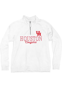 Blue 84 Houston Cougars Womens White Sanded Fleece Qtr Zip