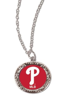 Philadelphia Phillies Hammered Circle Womens Necklace