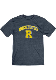 Rochester Yellowjackets Navy Blue Distressed Arch Logo Short Sleeve Fashion T Shirt