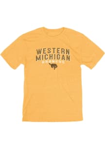 Gold Western Michigan Broncos Hollow Ground Short Sleeve Fashion T Shirt