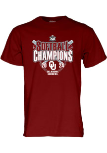 Oklahoma Sooners Crimson 2024 Big 12 Softball Tournament Champs Short Sleeve T Shirt