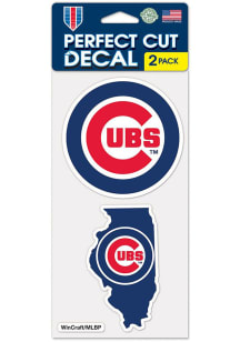 Chicago Cubs 2pk state shape Auto Decal - Blue