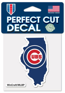 Chicago Cubs 4x4 state shape Auto Decal - Blue