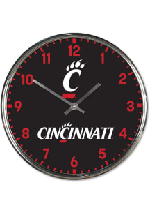 Red Cincinnati Bearcats Logo Chrome Wall Clock