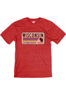 Wisconsin Red State Outline Established 1848 Short Sleeve Fashion T Shirt