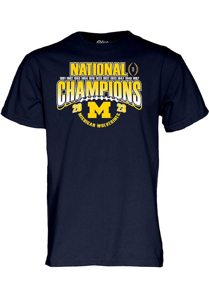 Michigan Wolverines NAVY 2023 National Champions Short Sleeve T Shirt