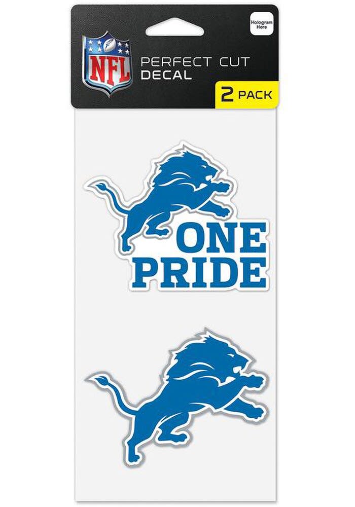 Detroit Lions Perfect Cut Set of 2 Slogan Auto Decal - BLUE