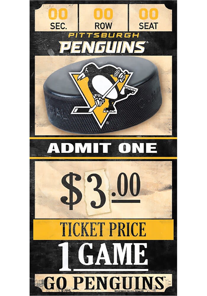 Pittsburgh Penguins 6x12 Ticket Wood Sign