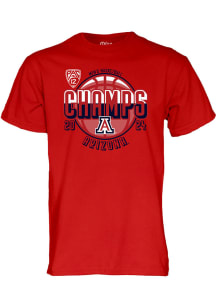 Arizona Wildcats Red 2024 Basketball Conference Champions Short Sleeve T Shirt