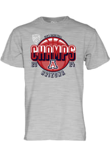 Arizona Wildcats Grey 2024 Basketball Conference Champions Short Sleeve T Shirt
