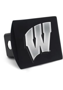 Wisconsin Badgers Red  Silver on Black Hitch Cover