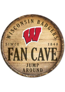 Red Wisconsin Badgers 14 inch Round Cave Sign