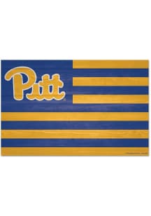 Blue Pitt Panthers 11x17 Flag Wood Sign