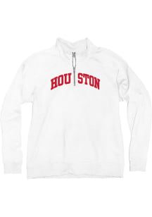 Houston Cougars Womens White Sanded Fleece Design Qtr Zip