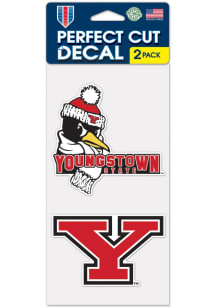 Youngstown State Penguins 4x4 2pk Auto Decal - Red