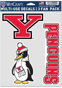 Youngstown State Penguins 3pk Auto Decal - Red