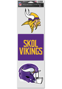 Minnesota Vikings 3pk Auto Decal - Purple