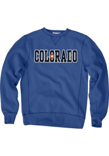 Colorado Mens Blue Wordmark Long Sleeve Crew Sweatshirt