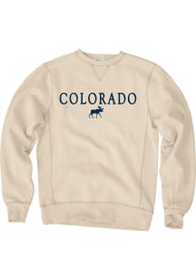 Colorado Mens Tan Moose Embroidered Long Sleeve Crew Sweatshirt