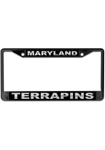 Maryland Terrapins Black  Black and Silver Metallic Design License Frame