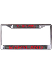 Maryland Terrapins Silver  Chrome Carbon Color Insert License Frame