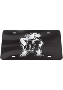 Maryland Terrapins Silver  Silver Logo with Black Background License Plate