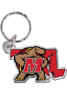 Red Maryland Terrapins State Shape Keychain