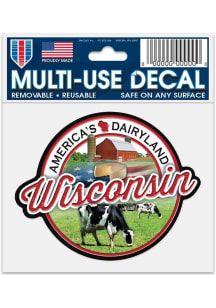Wisconsin America's Dairyland 3x4 Auto Decal - White