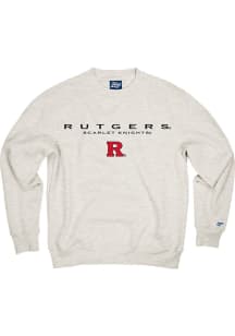 Mens Oatmeal Rutgers Scarlet Knights Flat Name and Logo Campbell Crew Sweatshirt