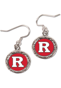 Hammered Dangle Rutgers Scarlet Knights Womens Earrings - Red